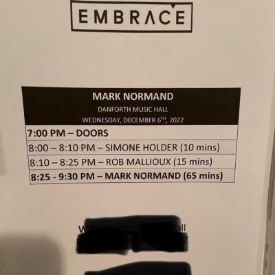 Mark Normand – All Over the Road Tour - December 7, 2022 - Toronto, ON